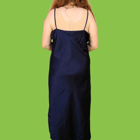 Vintage Navy Blue Jaclyn Smith Slip Dress with Lace, XL - Picture 3 of 7